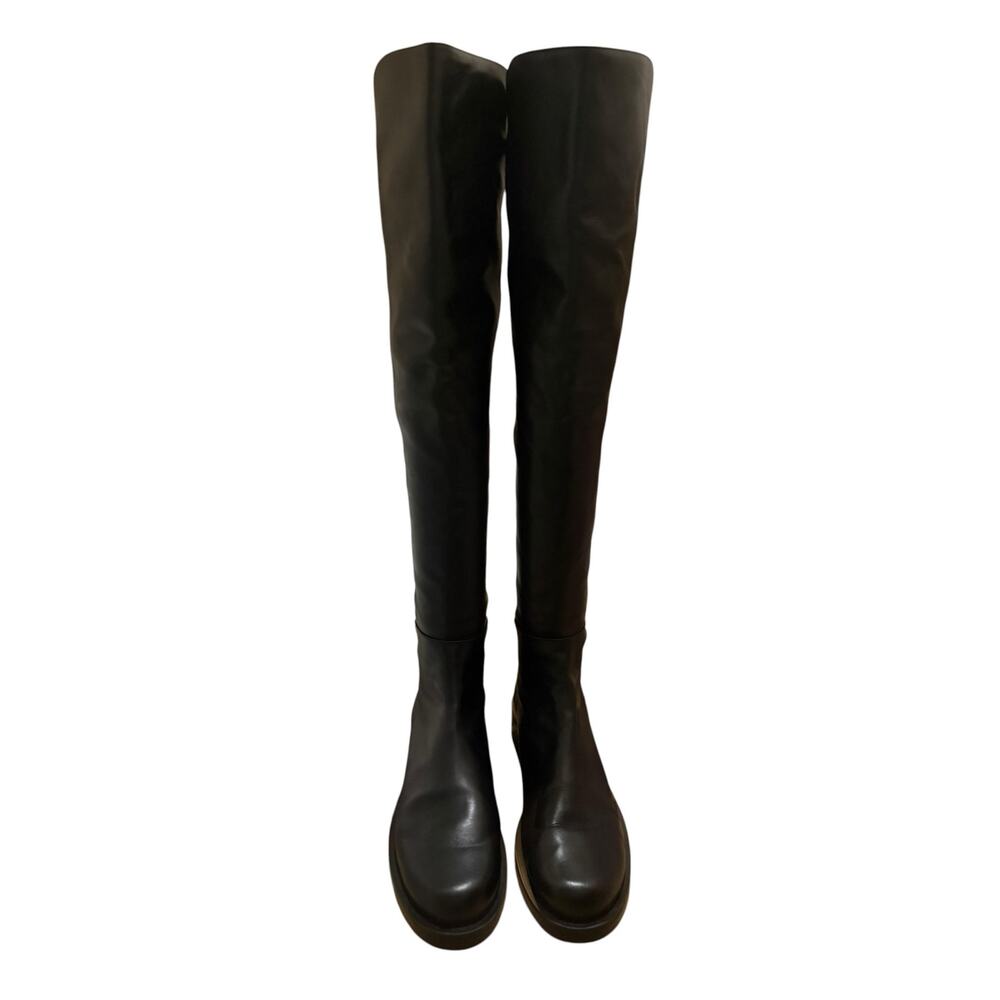Stuart Weitzman Over The Knee Boots Black Nappa Leather Size US 10 Wide - Picture 2 of 8